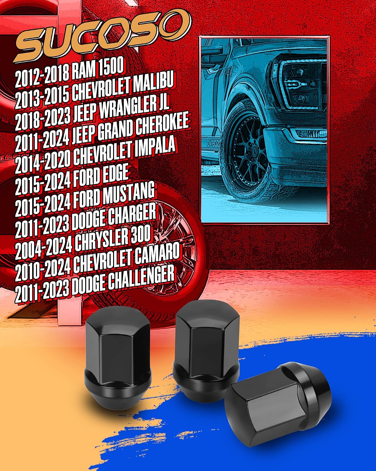 M14x1.5 Lug Nuts Fit Cadillac CTS Chevy Camaro Dodge Charger Challenger