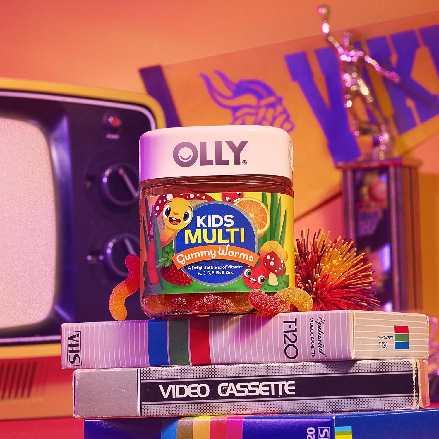OLLY Kids Multi Gummy Worms, Overall Wellness & Immune Support - 70 Count