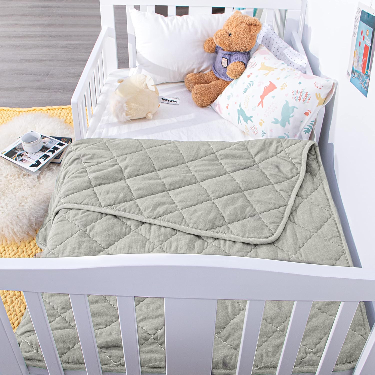NTBAY Oversized Toddler Down Alternative Comforter, 43 x 60, Light Grey