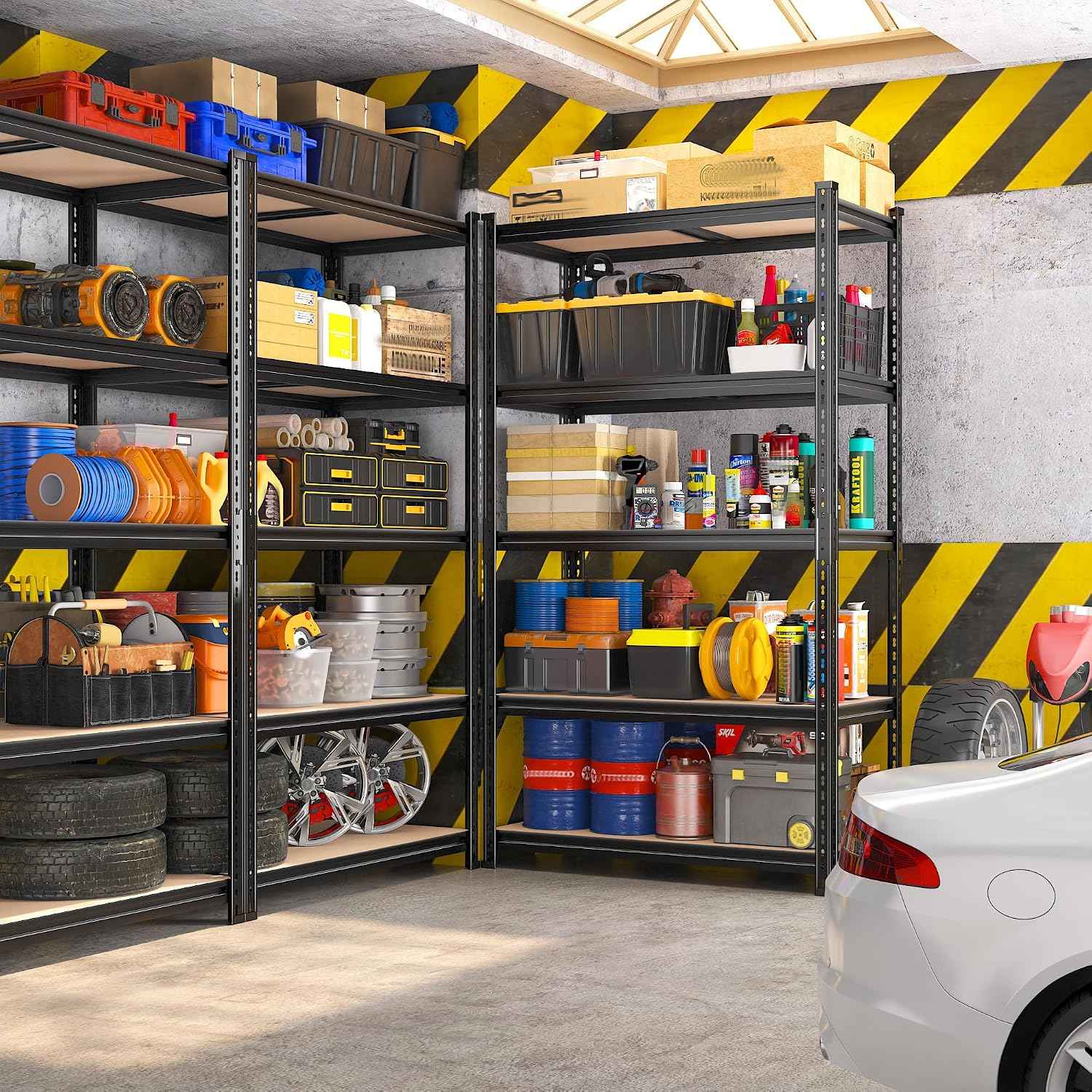 REIBII 2400LBS Garage Shelving,36" Wx16" Dx72" H Shelves for Basement