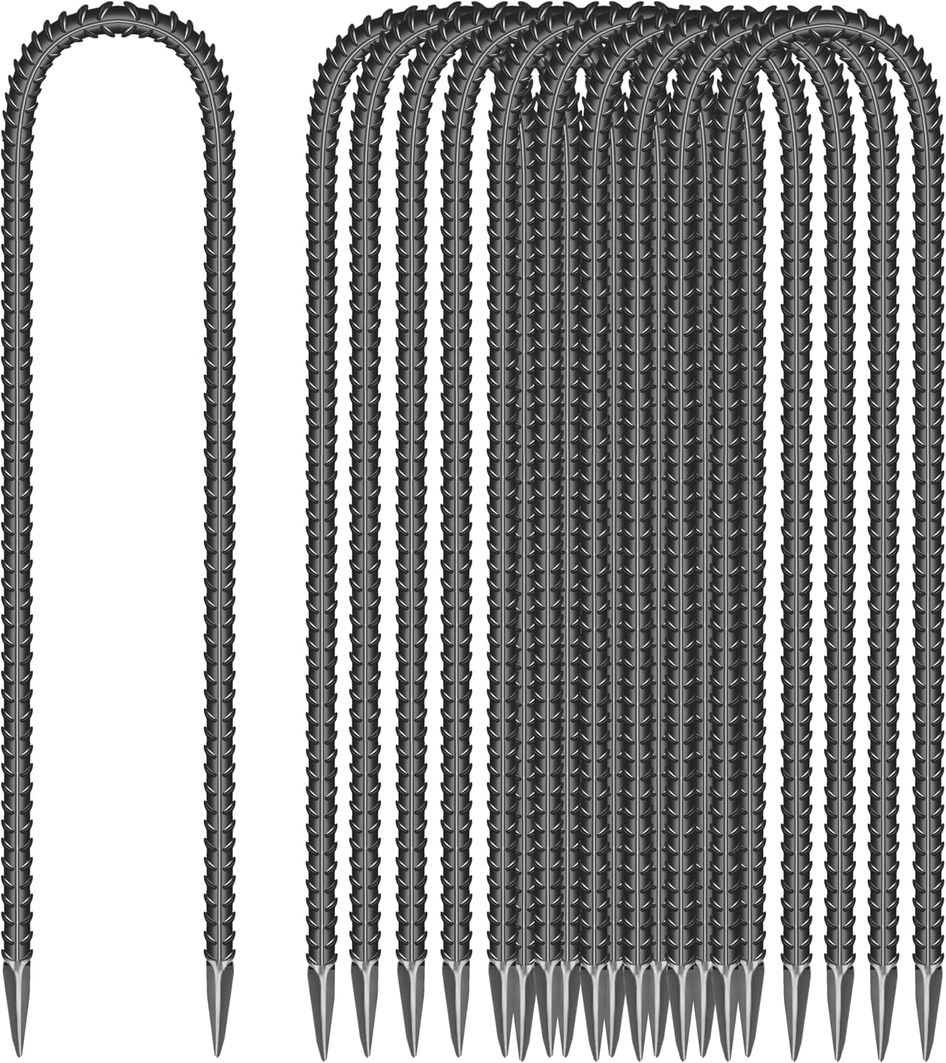 11 Pcs 12-Inch Garden Ground Stakes Galvanized Steel U Shape Hook Stake