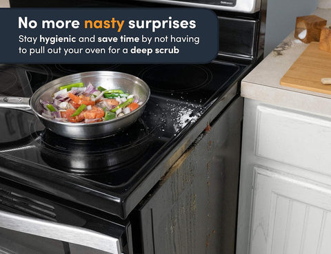 Linda’s Essentials Silicone Stove Gap Covers (2 Pack), Heat Resistant Oven Gap Filler Seals Gaps Between Stovetop and Counter, Easy to Clean Stove Gap Guard (21 Inches, Black)