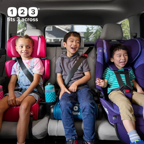 Diono Connect3 R Backless Booster Pack of 2, Slim Fit 3-Across in Many Mid-Sized Sedans and SUVs, for Children from 40-120 lbs., Lightweight with Cupholder, Blue Surge