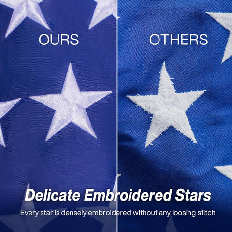 American Flag 3x5 ft Long Lasting US Flag, Heavy Duty Polyester, Embroidered Stars, Sewn Stripes, Brass Grommets, UV Protection Perfect for Outdoors! USA Flag