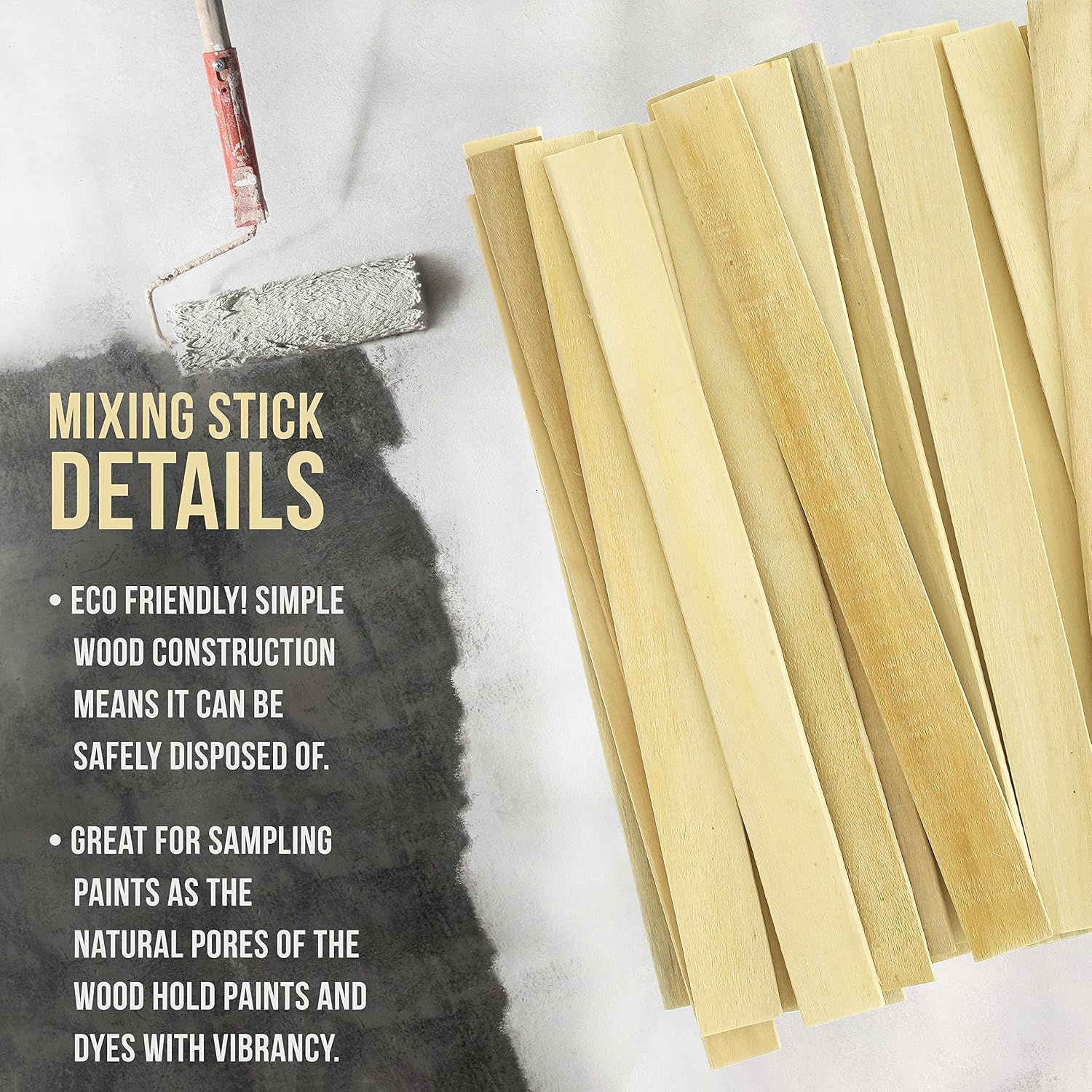 Custom Shop Craft and Paint Sticks - 12" Inch Wood Stirrers/Paddles