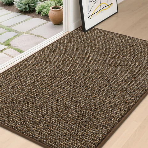 BEQHAUSE Dirt Trapper Door Mat 32" x 48", Non-Slip Washable Doormats, Brown