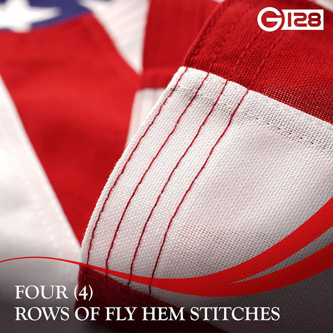 G128 4x6 Ft American Flag Deluxe TearProof Series, Featuring Super Tough Spun Polyester, Embroidered Stars, Sewn Stripes