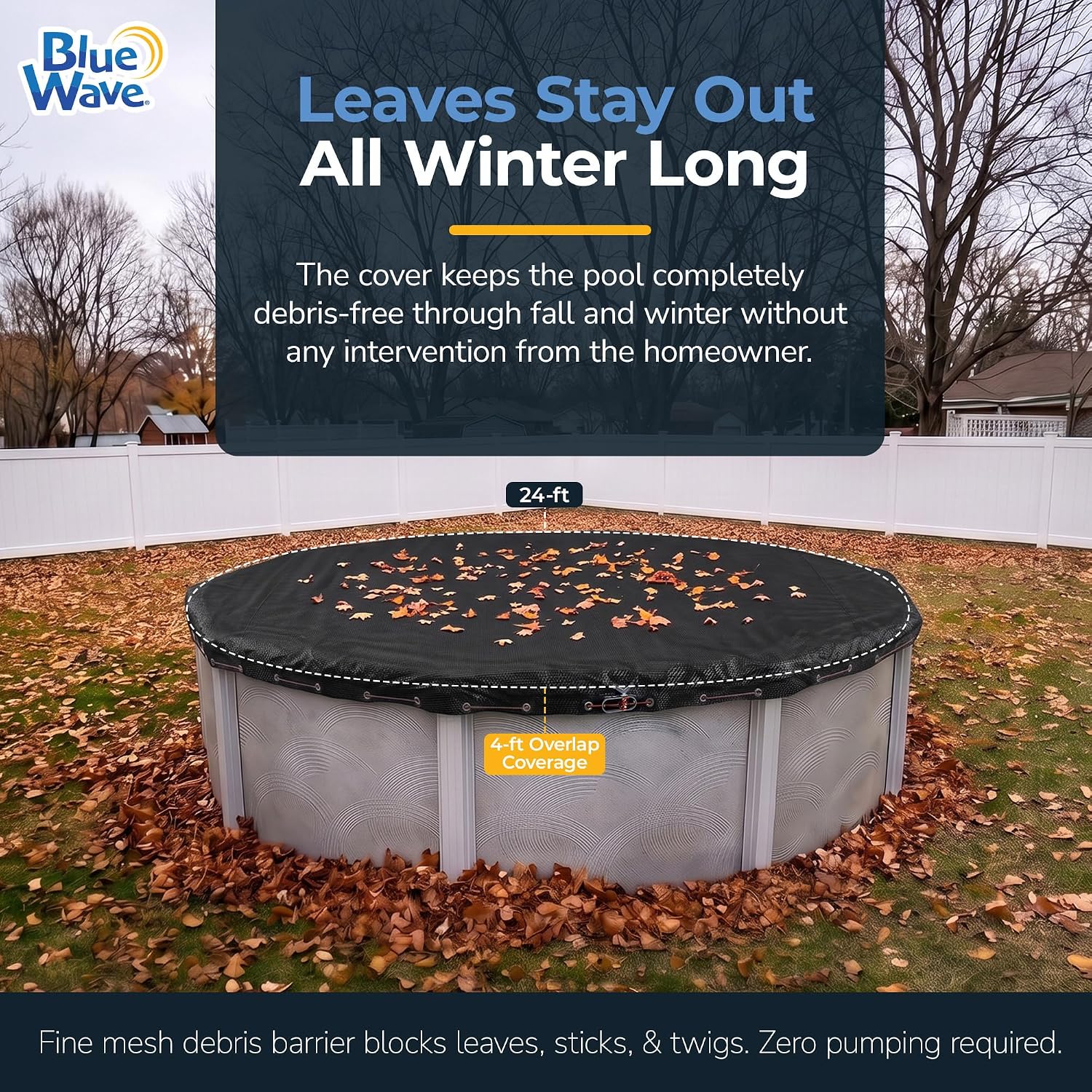 Blue Wave Arctic Armor 24-ft Round Rugged Mesh Pool Cover for Winter
