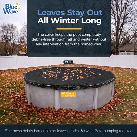 Blue Wave Arctic Armor 24-ft Round Rugged Mesh Pool Cover for Winter