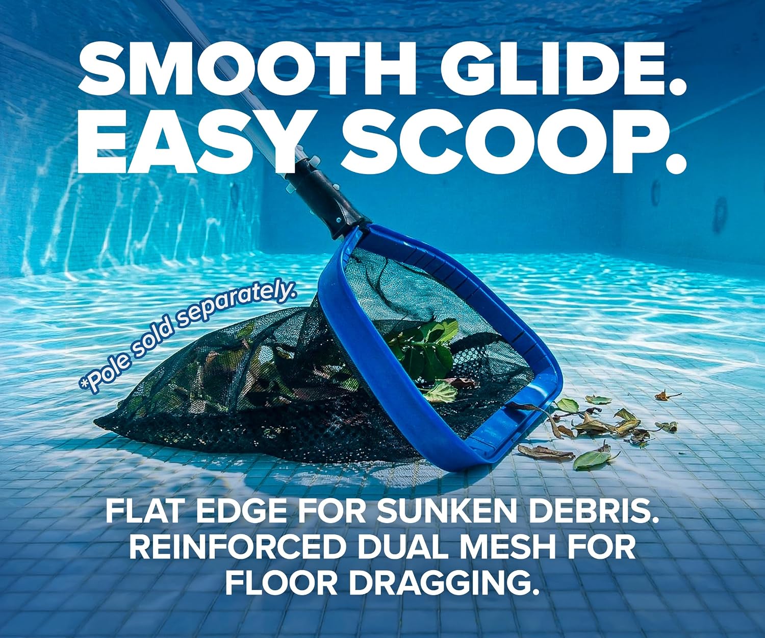Aluminum Frame Pool Net Rake // Heavy Duty Deep Bag Pool Nets for Leaves