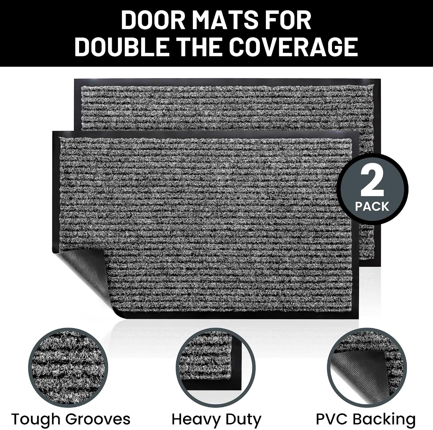 Front Door Mat, Indoor Outdoor Welcome Muddy Doormat, 48x36 Battleship Gray