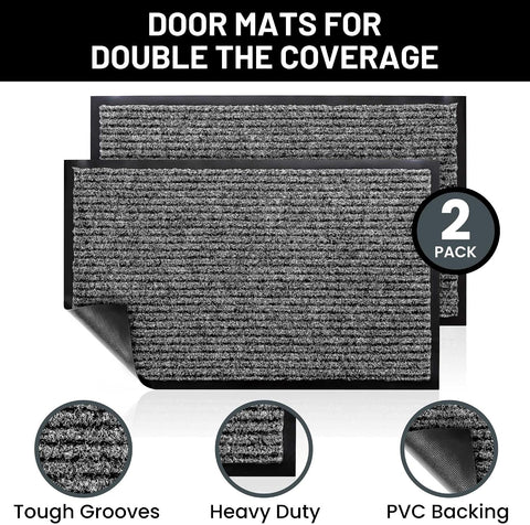 Front Door Mat, Indoor Outdoor Welcome Muddy Doormat, 48x36 Battleship Gray