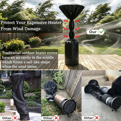 QH.HOME Patio Heater Cover,Waterproof Tear-Resistant 89"x 33"x19",Black