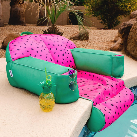 Big Joe Lazy Lounger No Inflation Needed Pool Float with Footrest and Headrest, Quick Draining Fabric