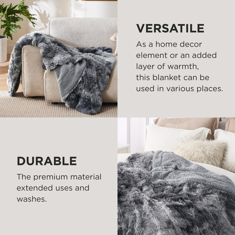 Bedsure Fluffy Throw Blanket Gifts for Women Men, Soft Fleece Sherpa Cozy Fuzzy Plush Warm Minky Thick Faux Fur Throw for Couch, Bed, Home Living Room Decor Valentines Blanket Gifts for Her Him, Grey