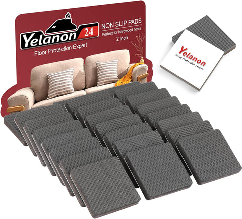 Yelanon Non Slip Furniture Pads 24 Pcs 2" for Hardwood Floors