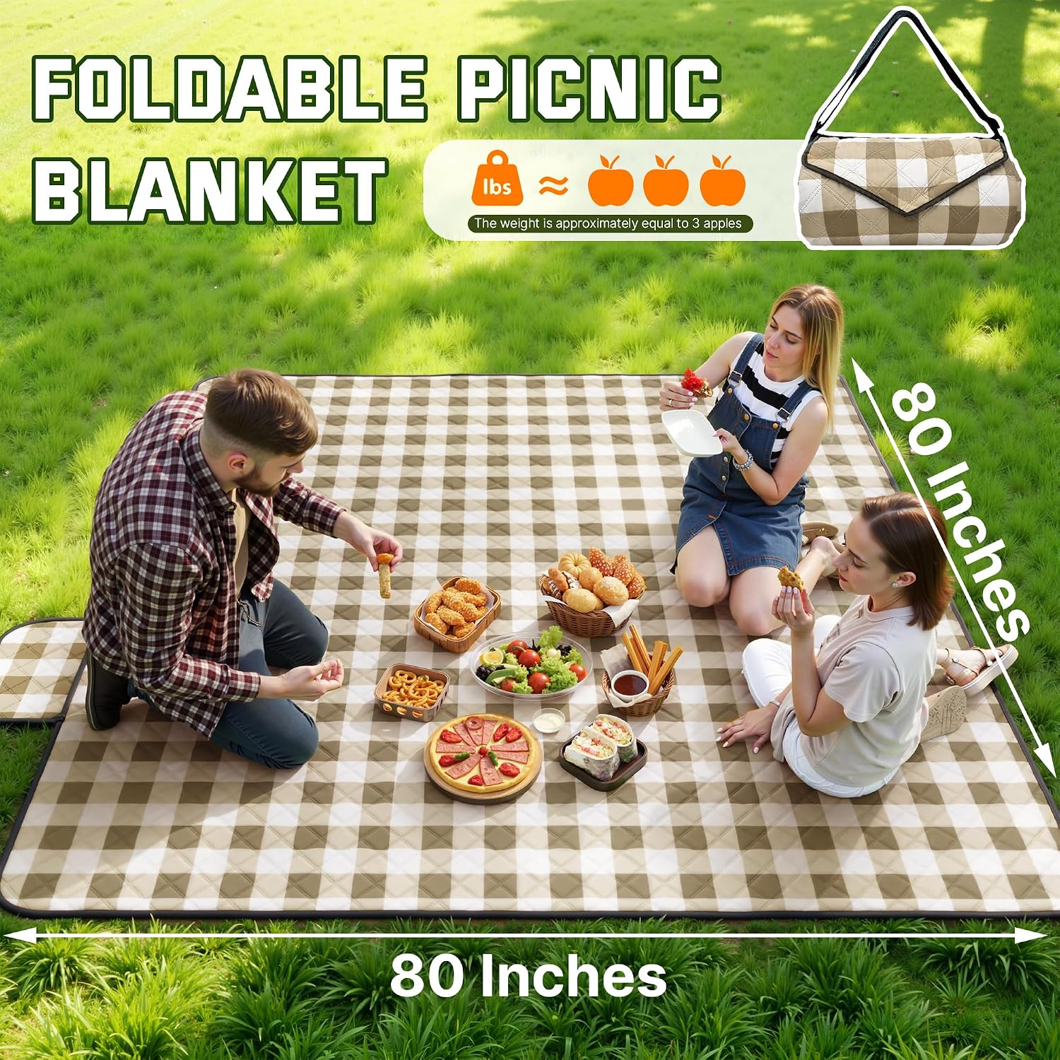TigeJoy Extra Large Picnic Blanket Waterproof Beach Blanket 80''x100''