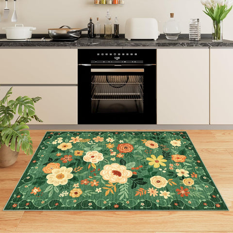 DUKINO 2x3 Entryway Rug, Door Mat Soft Washable Rug Non Slip, Dark Green
