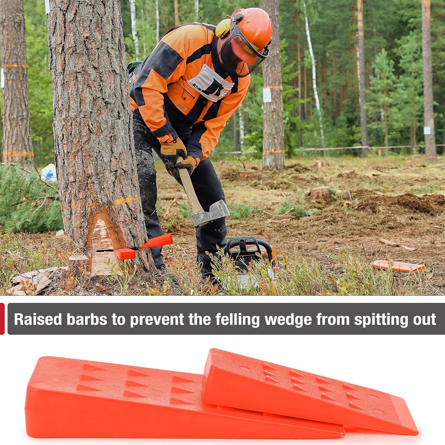 UNCO- Tree Felling Wedges, 4 Pack, 5.5" & 8", Splitting Wedges with Spikes