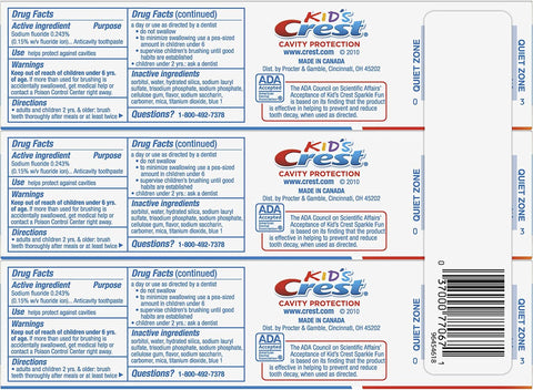 Crest Kid's Cavity Protection Toothpaste, Crest Kids Toothpaste, For Children And Toddlers 2+, Sparkle Fun, 4.6 Oz (Pack of 3), Toothpaste For Kids, Packaging may vary