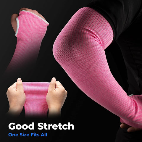 OriStout Cut Resistant Farmer Sleeves with Tumb Hole, Pink, 1 Pair