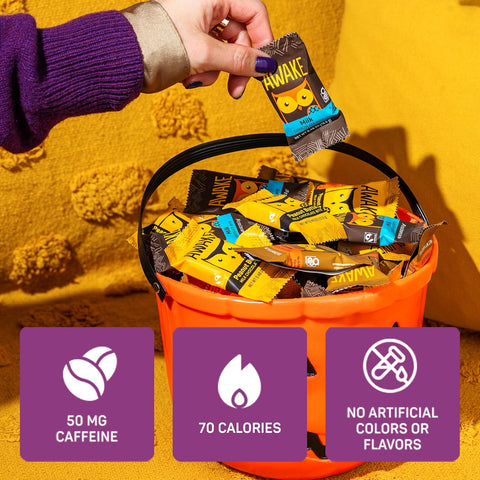Awake - Caffeinated Chocolate Bites - Limited Edition Boo & Bites Milk Chocolate Halloween Variety Pack