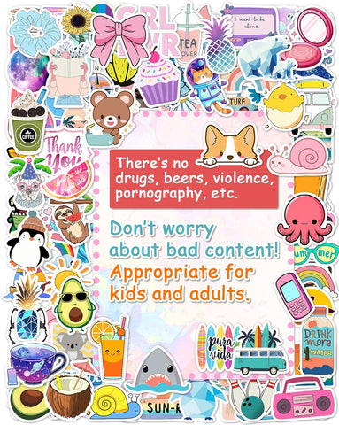 300 Pcs/Pack Water Bottle Stickers for Kids, Cute Vinyl Waterproof Stickers