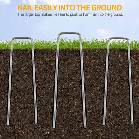 6 inch 50 Pack Landscape Staples, Tent Stakes, Plant Cover Spikes
