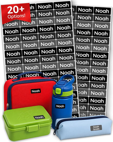 Personalized Universal Name Labels for Kids & Adults - Black [70pcs] - Waterproof Name Stickers for School, Daycare & Clothes - Item & Supplies Name Stickers - Custom Stick On Labels