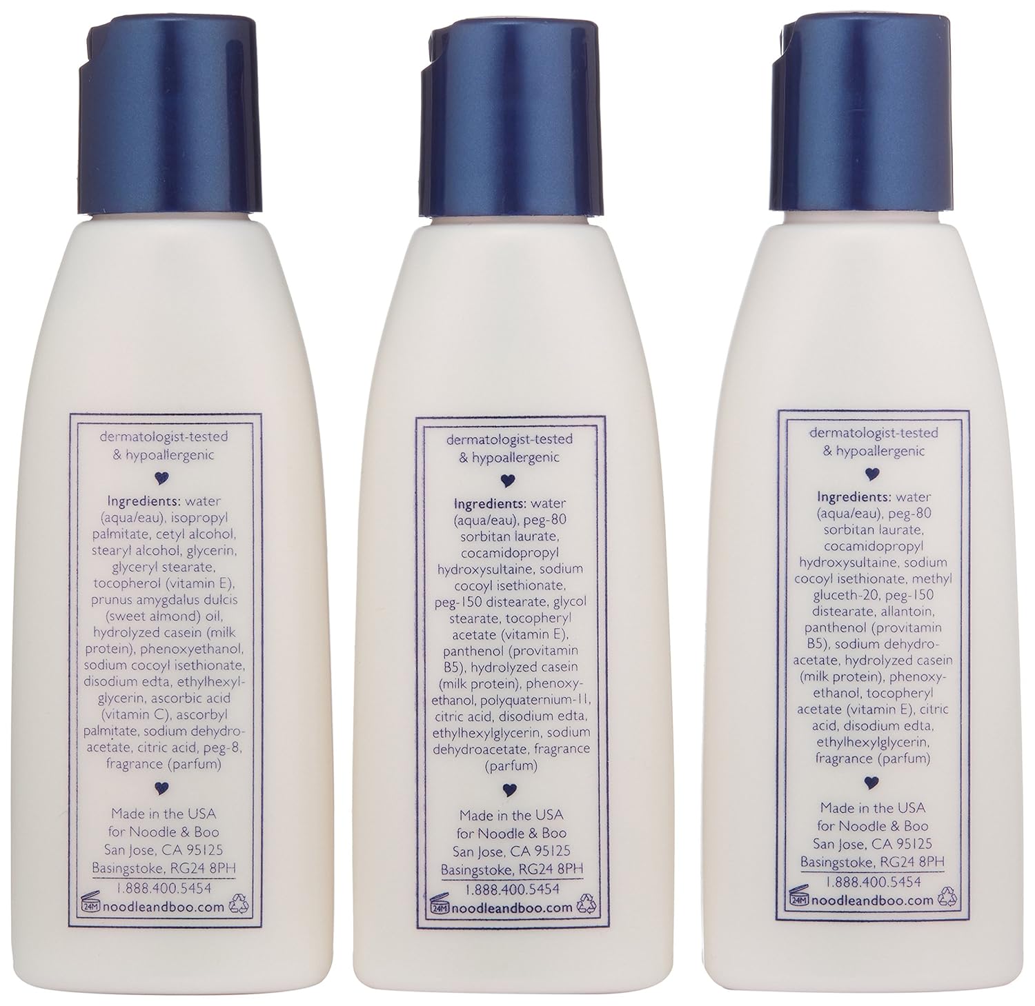 Noodle & Boo Essential Care 3 Piece Kit Super Soft Baby Lotion, Extra Gentle Shampoo and Soothing Body Wash, 2 Oz of each