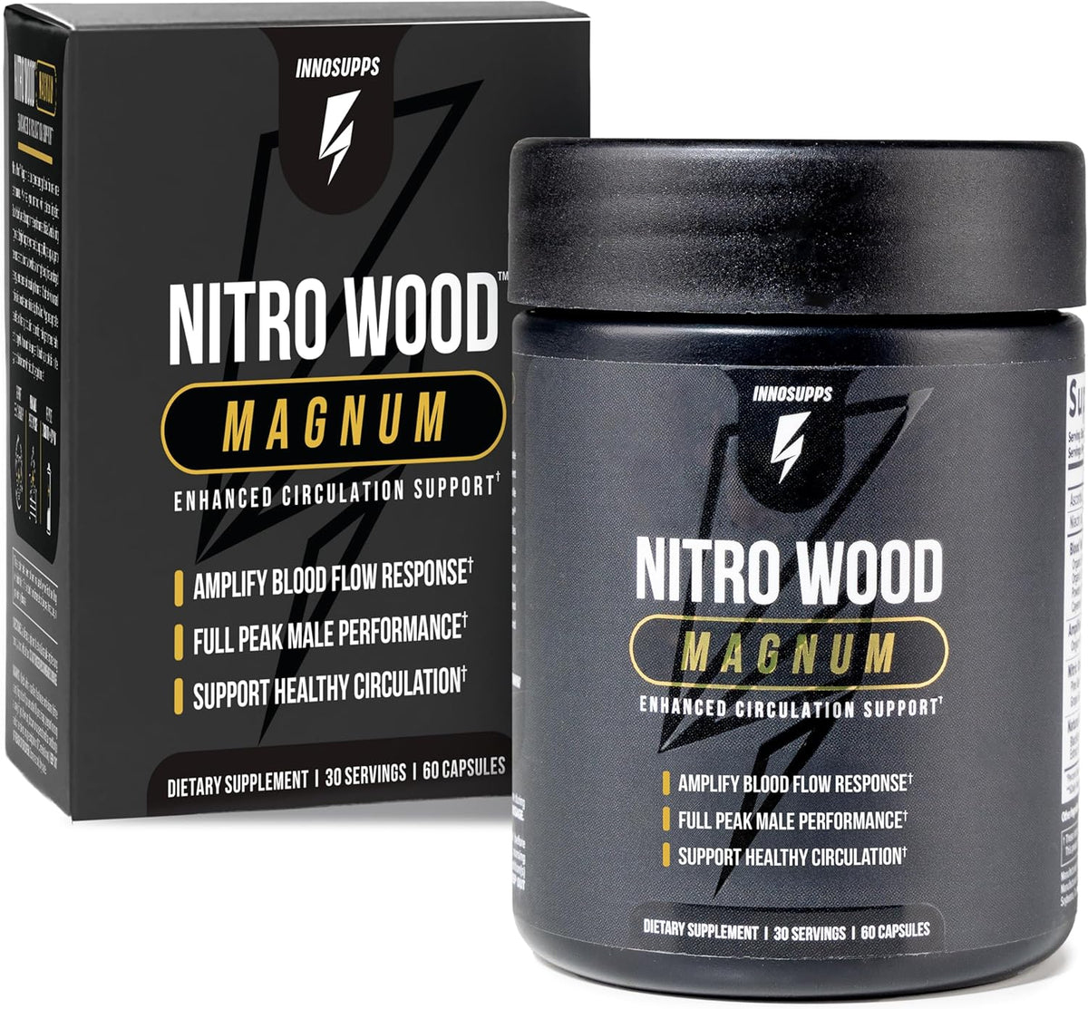 Nitro Wood Magnum Extra Strength Nitric Oxide Booster for Men, 30 Servings