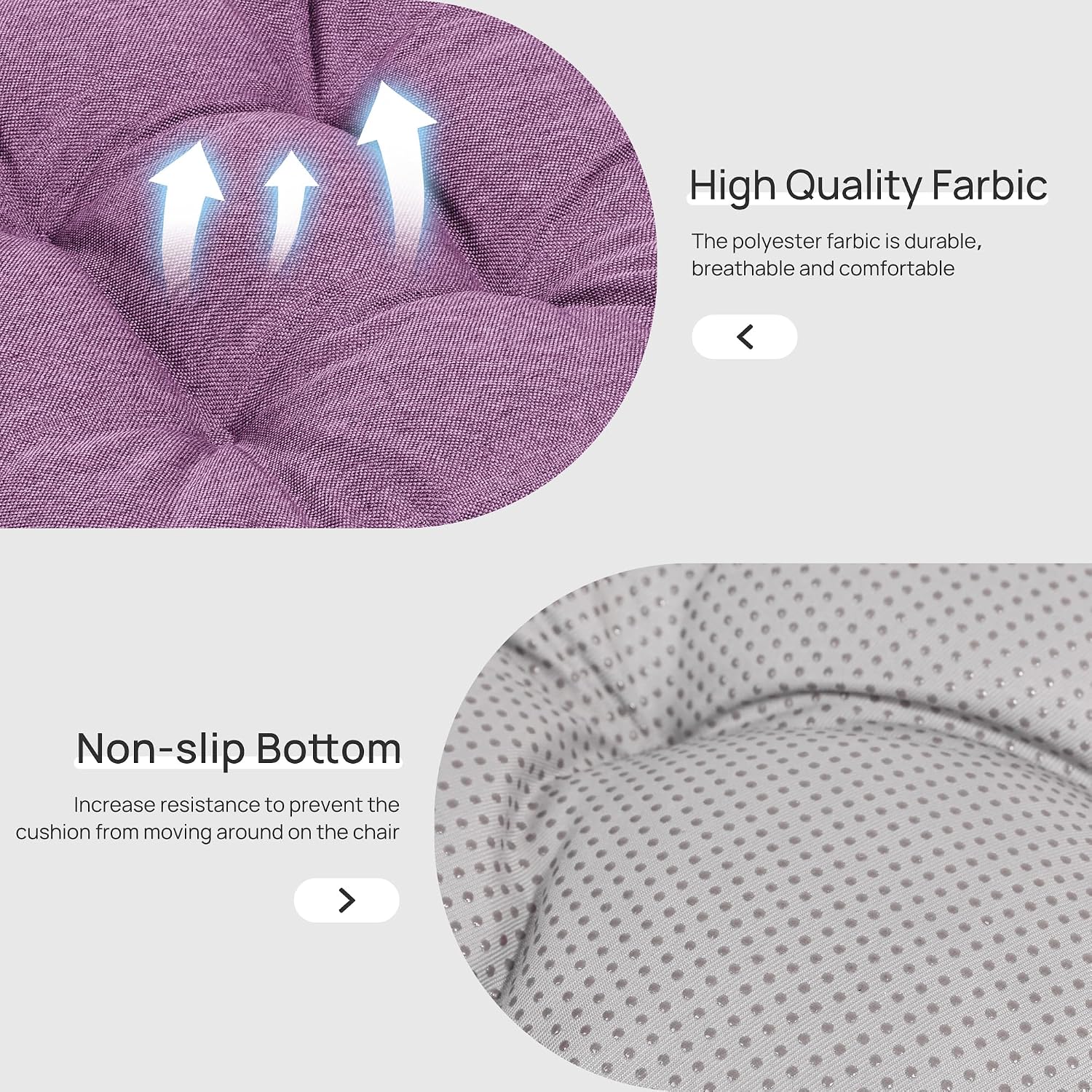 Love's cabin Memory Foam Chair Cushions Set of 4, 19 Inch, Light Purple