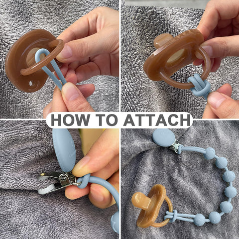 Cuddle Campus Silicone Pacifier Clip Holder with One Piece Design,Soft Flexible Binky Clips with Texture for Baby Boy and Girl Pack of 4 (0-6m)