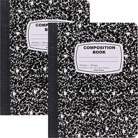 Enday Marble Composition Notebook Wide Ruled (2 Pack) 100 Sheets