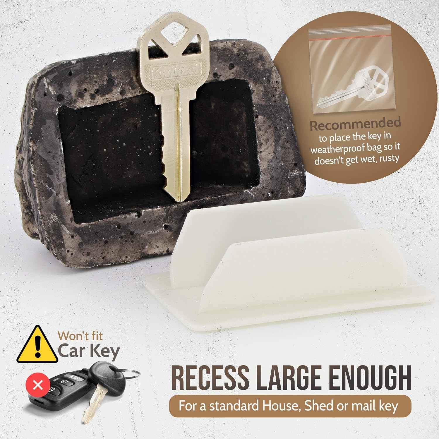 Hide a Key Outside Fake Rock - Looks & Feels like Real Stone - Safe for Outdoor Garden or Yard, Spare Key Storage, Weatherproof Key Holder, Blends with Landscaping by Rampro