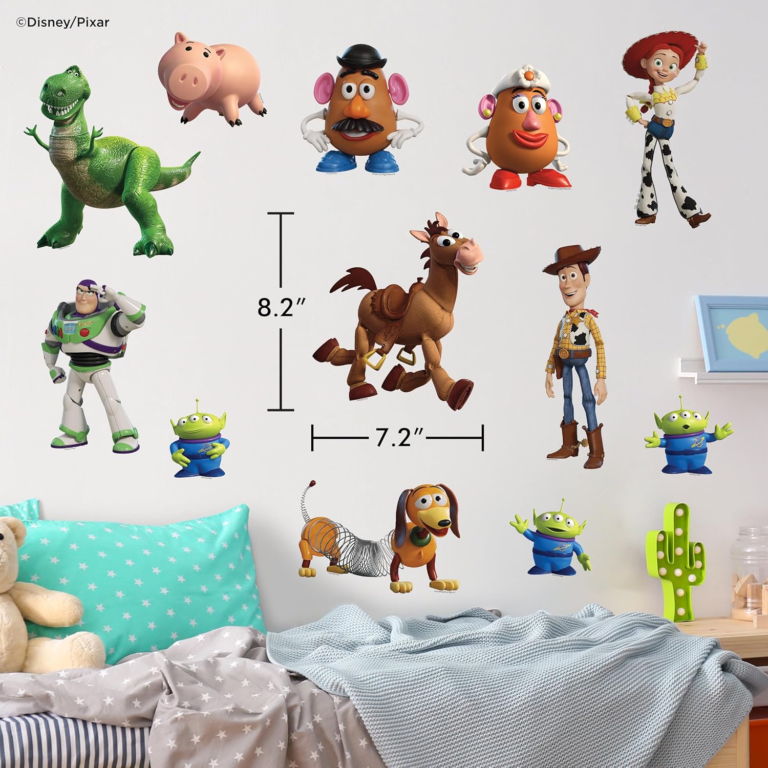 Disney Toy Story Wall Decals - Set of 12 Vinyl Stickers for Nursery Bedroom Bathroom - Peel and Stick Room Decorations