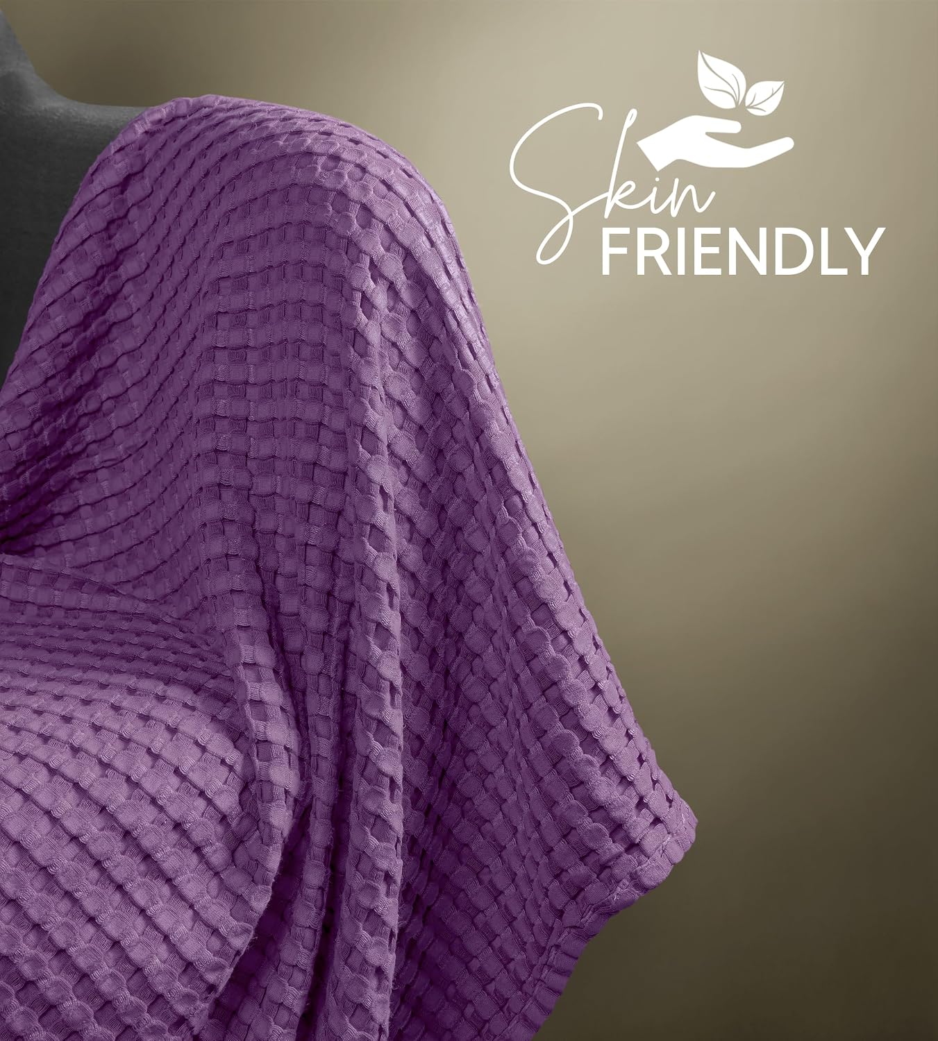 Utopia Bedding 100% Cotton Waffle Blanket Twin Size Plum, 90x72 Inch