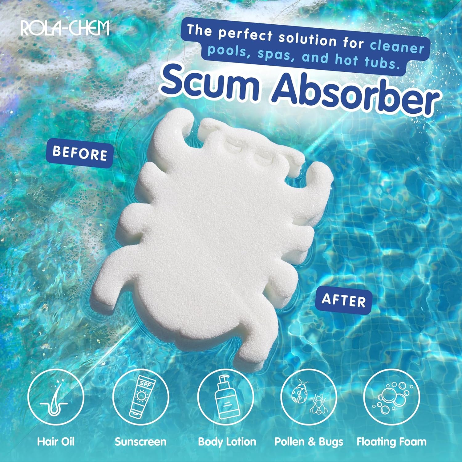 2 Pack Scumbug Hot Tub Scum Absorber – The Original, Highest Rated Scum Absorber Ever – Pool Sponge Oil Absorber for Hot Tub, Spa & Pool – Hot Tub Cleaning Tools that Soak Up Oil & Grime