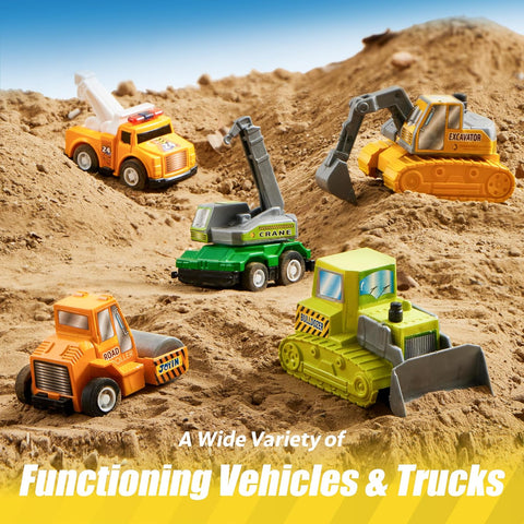 JOYIN 18 Pcs Pull Back City Cars and Trucks Toy Vehicles Set, Friction Powered Mini Cars Toys for Kids, Party Favors for Kids 3-5, Birthday Gifts for Boys and Girls, Goodie Bag Stuffers