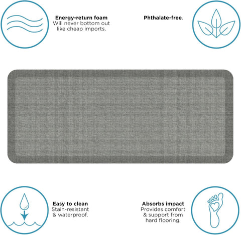NewLife by GelPro Ergo-Foam Cushioned Anti-Fatigue Standing Kitchen Floor Mat, Padded Stain-Resistant, Waterproof, Non-Slip Comfort Padded Desk/Office Mat - 20" x 48", Tweed Grey Goose