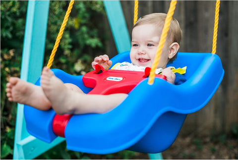 Little Tikes Snug 'n Secure Blue Swing with Adjustable Straps, 2-in-1 for Baby and Toddlers Ages 9 Months - 4 Years