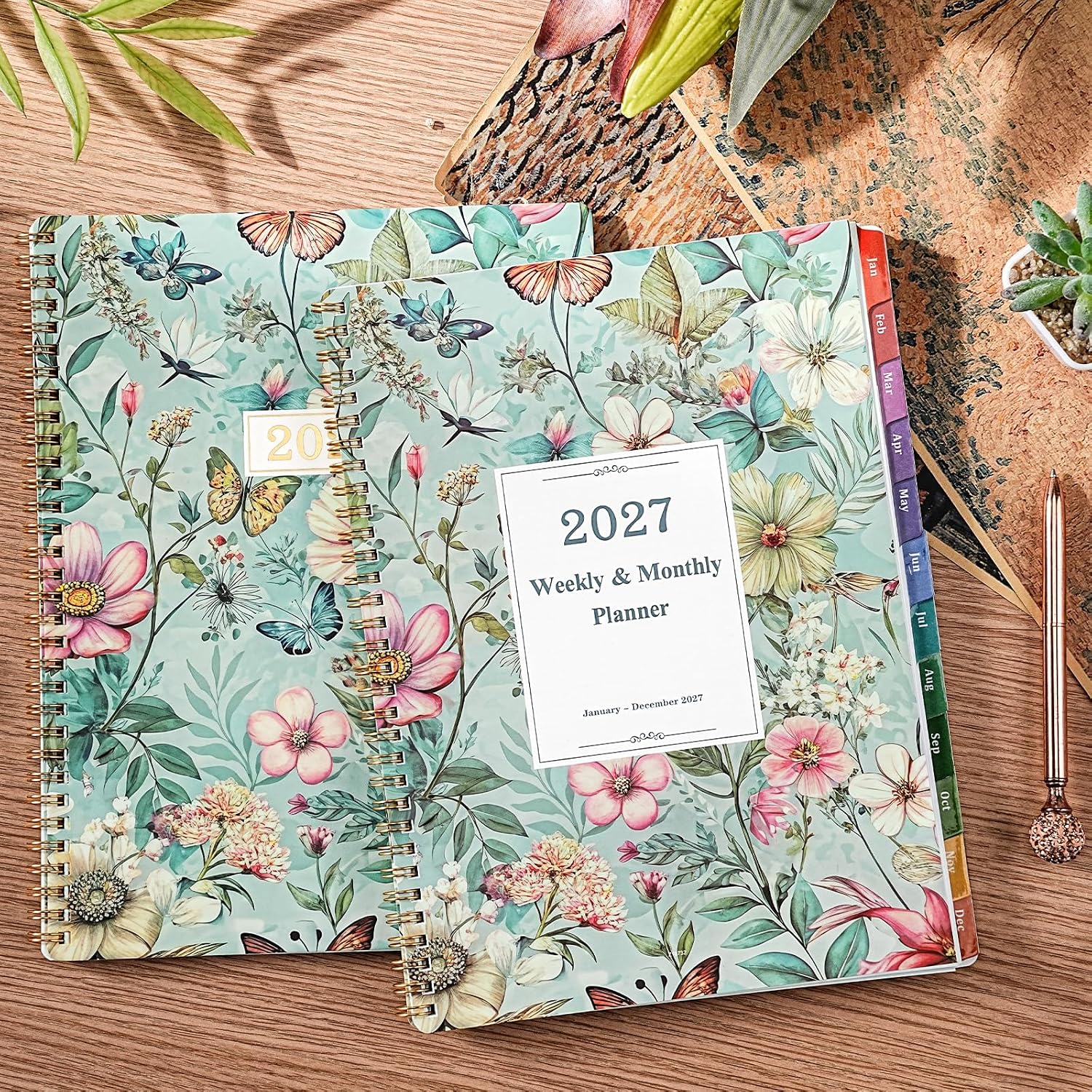 2027 Planner, 2027 Weekly and Monthly Planner, Jan 2027-Dec 2027, Planner with Calendar,Tabs, Twin-Wire Binding, Back Pocket, Holidays, 11'' x 9", Planners and Organizers for Office, Home, School