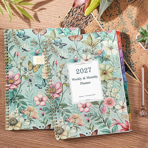 2027 Planner, 2027 Weekly and Monthly Planner, Jan 2027-Dec 2027, Planner with Calendar,Tabs, Twin-Wire Binding, Back Pocket, Holidays, 11'' x 9", Planners and Organizers for Office, Home, School