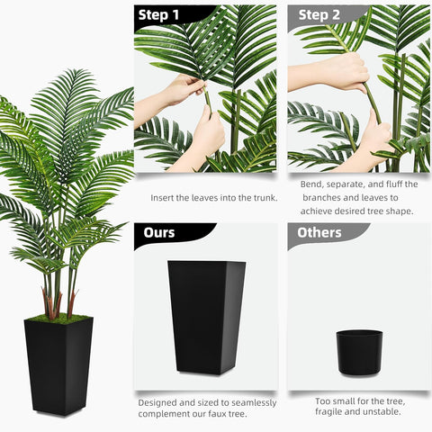 ASTIDY Artificial Plant 5FT Fake Palm Tree with White Tall Planter