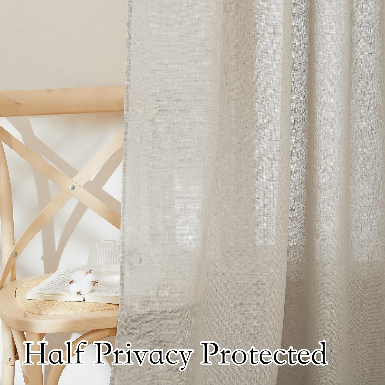 RYB HOME Linen Semi Sheer Kitchen Window Curtains Over Sink 36 inches Length