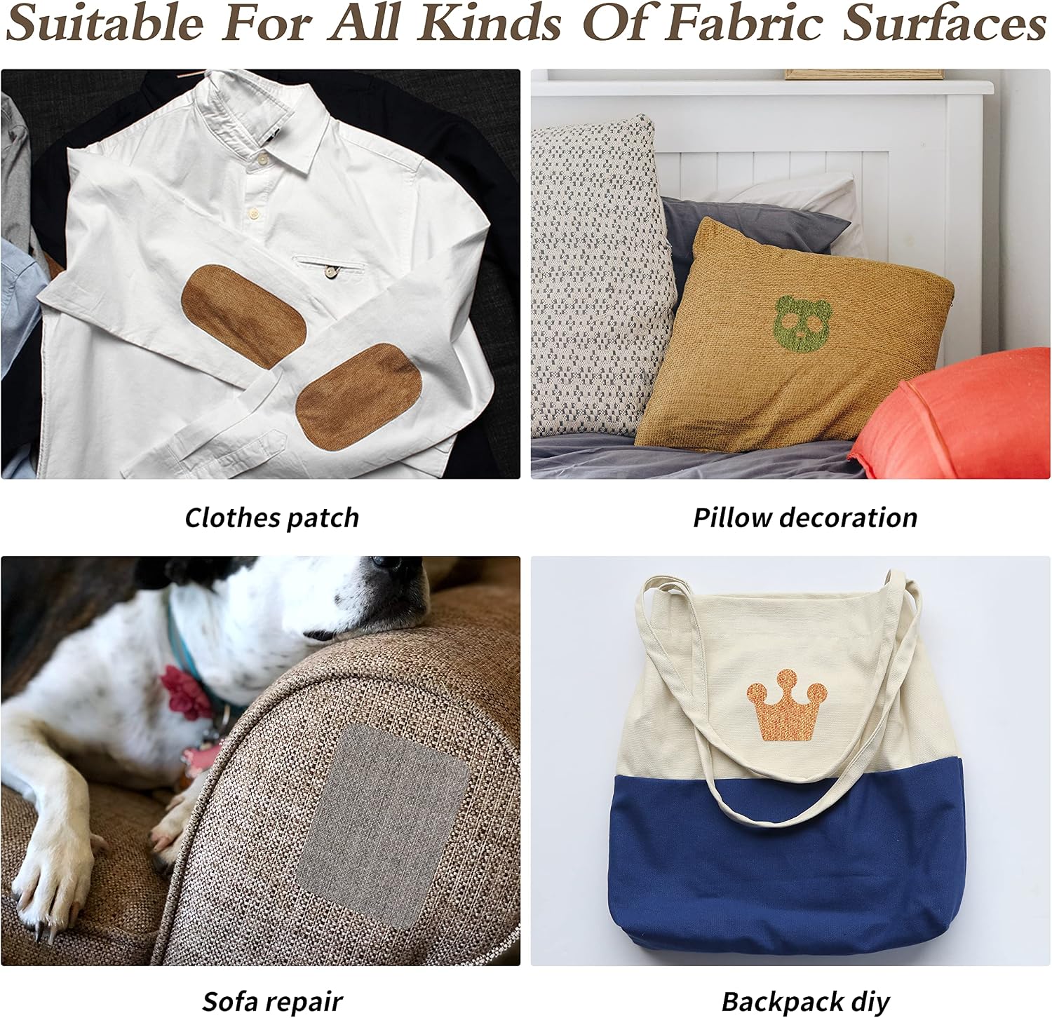 KING MOUNTAIN Linen Fabric Iron-on Repair Patch, Inside&Outside Fabric Repair Patch, 3"x60" with Backing Glue Linen Repair Decorative Patch kit (Mint Green)