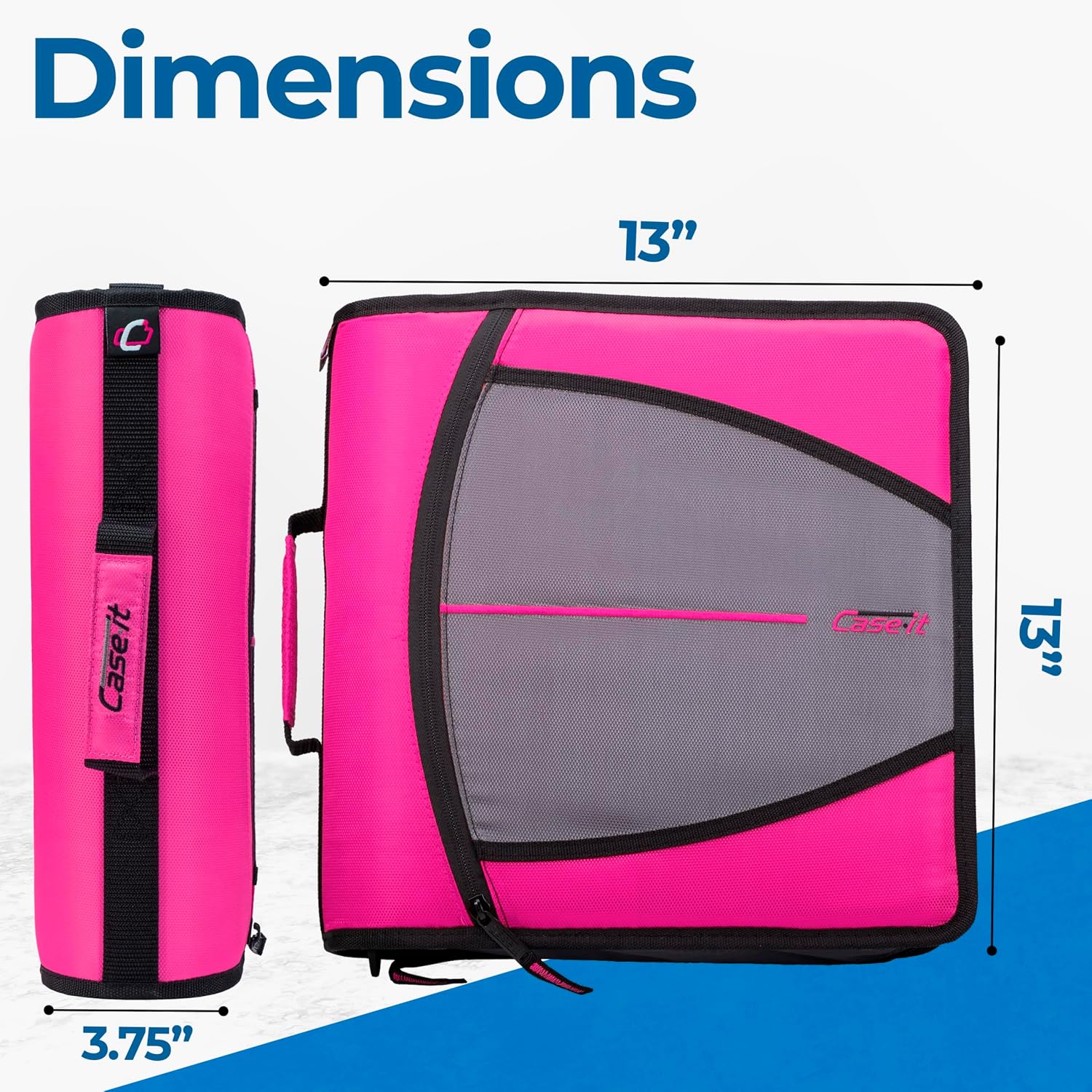 Case-it School Zipper Binder | 3-Inch O-Rings | 600-Sheet | D-146 Magenta