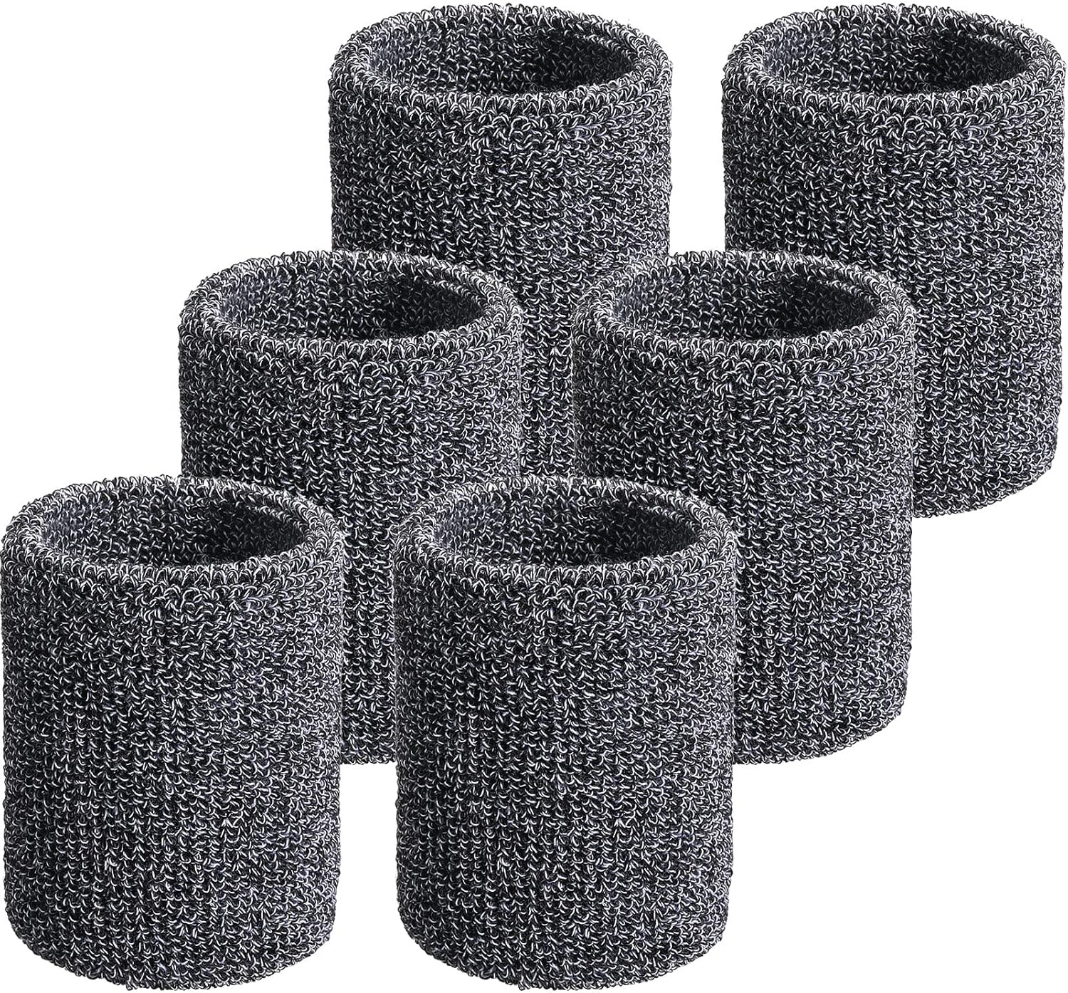 Willbond Wrist Sweatbands, Sports Sweatbands for Competition, Sweat Absorbent, for Basketball, Tennis, Football, Running and Work (Pack of 6)