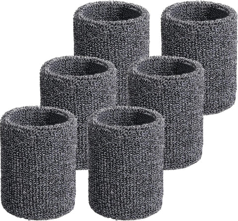 Willbond Wrist Sweatbands, Sports Sweatbands for Competition, Sweat Absorbent, for Basketball, Tennis, Football, Running and Work (Pack of 6)