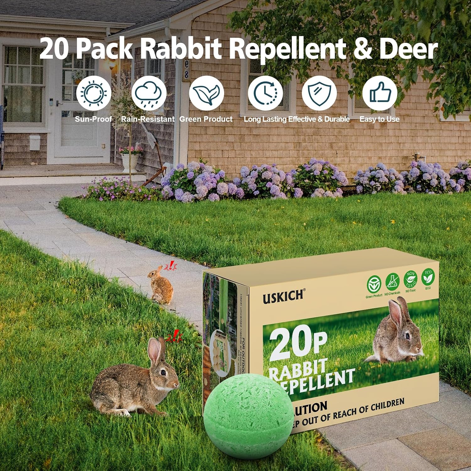 Rabbit Repellent Outdoor,20 Pack Natural Peppermint Oil Rabbit Repellent